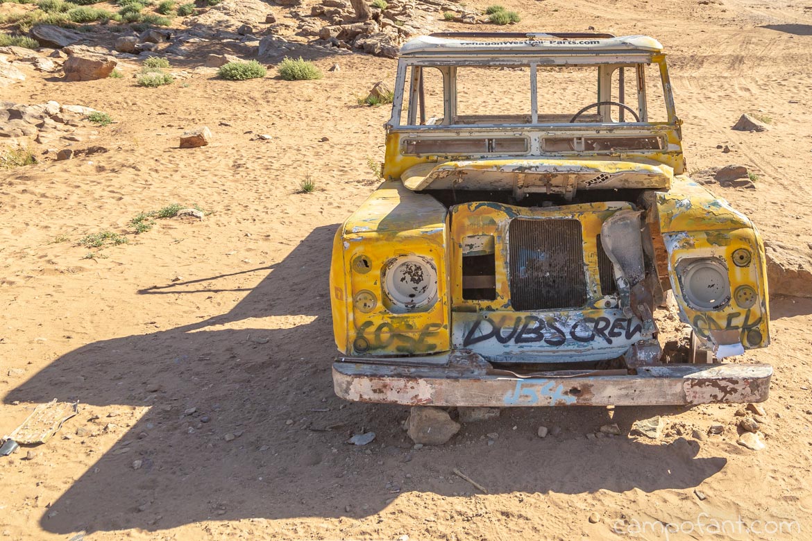 Marokko Wüste Wrack Landrover