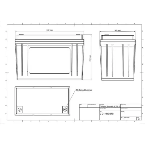 100 Ah LiFePO4 Offgridtec Zeichnung