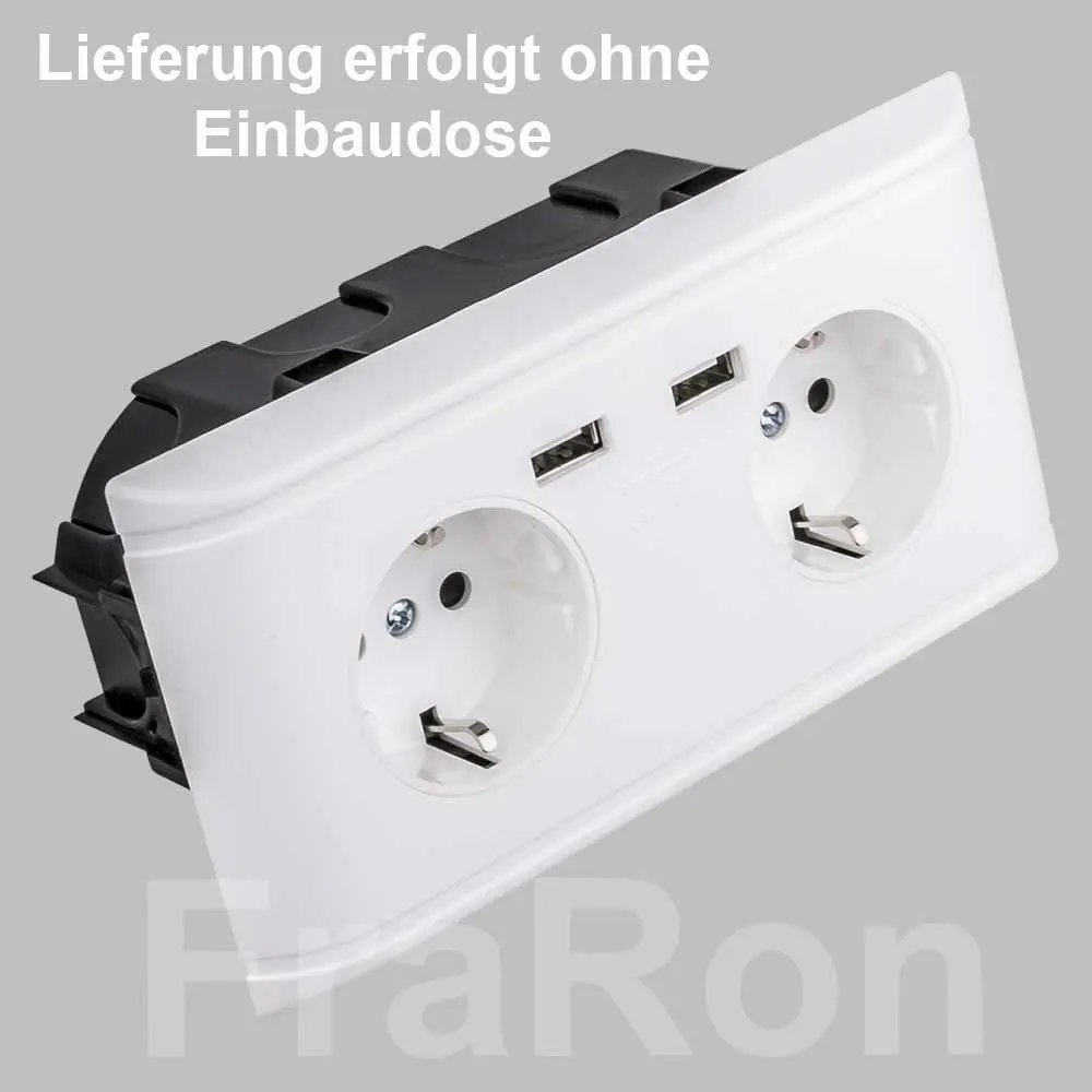 heimwerkerhit - 230V Steckdose mit 2 x USB Ladegeräten bis 3.4 A, Anthrazit  - imabo®