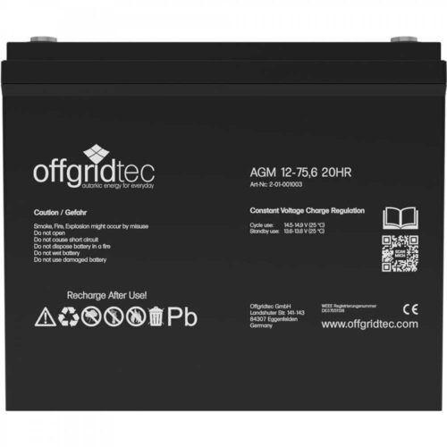 AGM-Versorgungsbatterie 12V 75 Ah