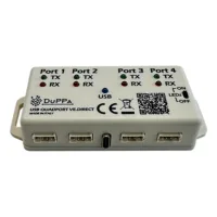 USB Quadport VE.Direct Schnittstellenerweiterung – Draufsicht mit vier Ports und LED-Schalter