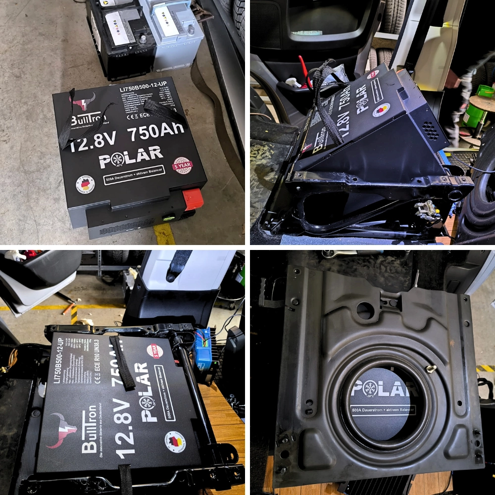 Kundenbild 750Ah BullTron Polar in Citroen Jumper unter dem Sitz verbaut
