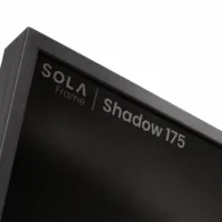 Detailansicht des WATTSTUNDE SOLA Frame Shadow 175 W Solarmoduls mit Produktbeschriftung