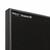 WATTSTUNDE SOLA Frame Shadow 80 W Solarmodul – Detailansicht von Rahmen und Produktbeschriftung