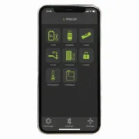 E-Trailer App Startbildschirm mit Modul-Icons: E-Volt, E-Gaslevel, E-Level, E-Load, E-Pressure, E-Switch, E-Temperature und E-Waterlevel