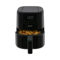 Mestic Airfryer MA-300 von vorn mit geöffneter Schublade voller Pommes, Display zeigt 180 Grad