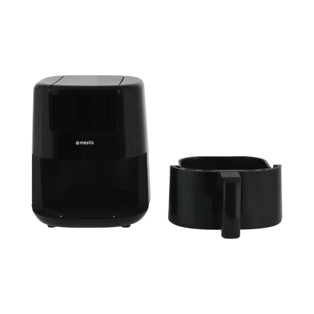 mestic-airfryer-ma-300-herausnehmbarer-korb Mestic Airfryer MA-300 mit daneben stehendem herausnehmbarem Korb