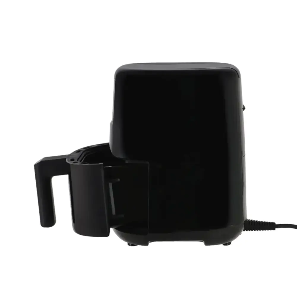 mestic-airfryer-ma-300-seitenansicht-netzkabel Mestic Airfryer MA-300 von der Seite mit geöffneter Schublade und Netzkabel