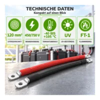 Batteriekabel 120 mm² M8/M8 Set rot/schwarz