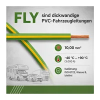 PE Leitung 10 mm2 für Erdung von Fahrzeugen in grün gelb