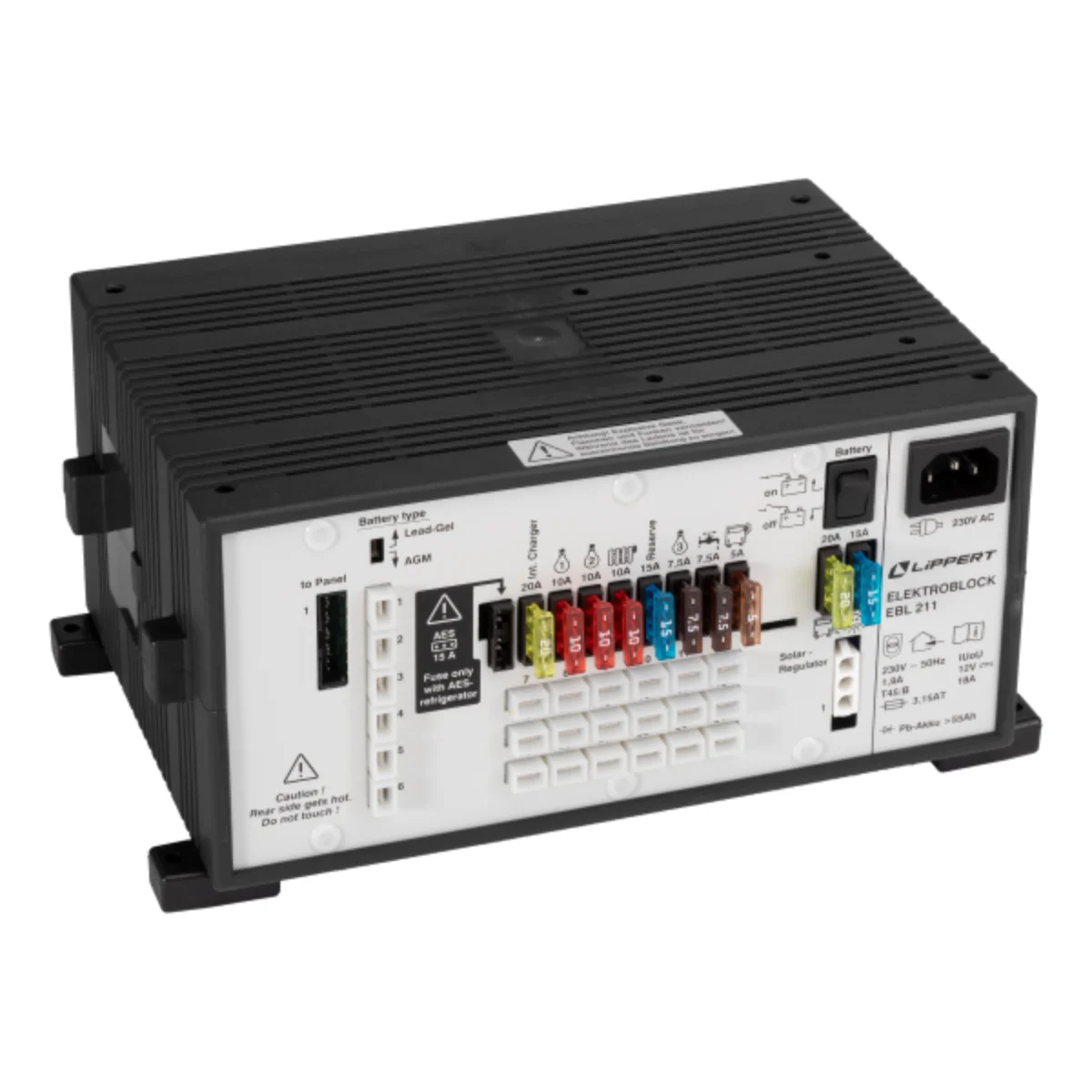 schaudt-ebl-211-1 Schaudt EBL 211 Elektroblock - Frontansicht mit Sicherungen