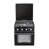 Thetford Triplex - Gaskocher mit Backofen und Grill, Frontansicht mit geöffneter Glasabdeckung